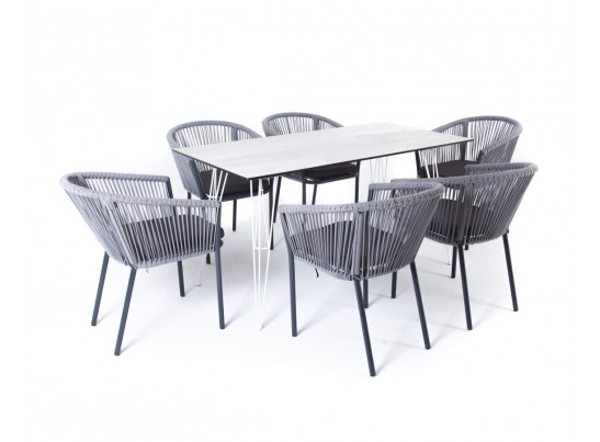 "Милан" обеденная группа на 6 персон, цвет светло-серый с темным каркасом в Каменске-Уральском