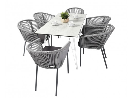 "Милан" обеденная группа на 6 персон, цвет светло-серый с темным каркасом в Каменске-Уральском