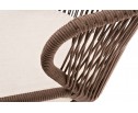 "Милан" стул плетеный из роупа, каркас алюминий белый, роуп коричневый, ткань бежевая в Каменске-Уральском