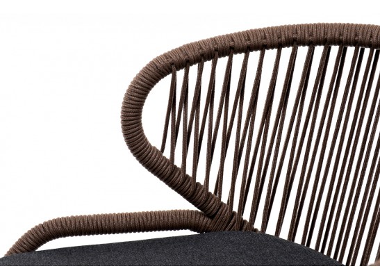 "Милан" стул плетеный из роупа, каркас алюминий коричневый, роуп коричневый, ткань темно-серая в Каменске-Уральском