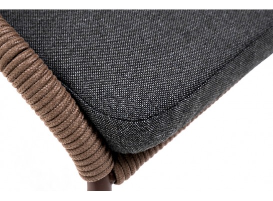 "Милан" стул плетеный из роупа, каркас алюминий коричневый, роуп коричневый, ткань темно-серая в Каменске-Уральском