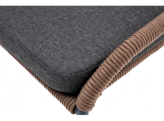 "Милан" стул плетеный из роупа, каркас алюминий серый, роуп коричневый, ткань темно-серая в Каменске-Уральском