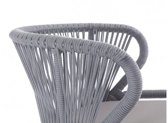 "Милан" стул плетеный из роупа, каркас алюминий белый, роуп светло-серый, ткань Neo Ash в Каменске-Уральском
