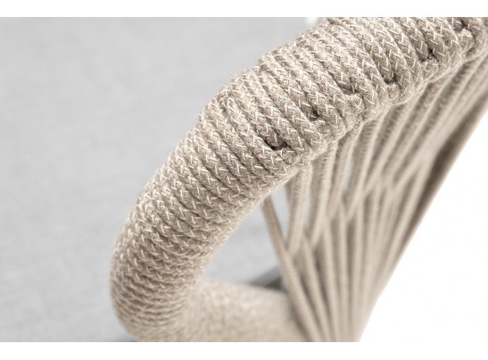 "Милан" стул плетеный из роупа, каркас алюминий светло-серый (RAL7035) муар, роуп серый меланж круглый, ткань светло-серая в Каменске-Уральском