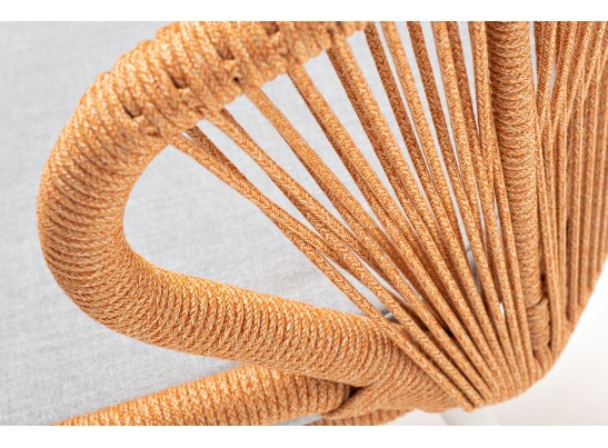 "Милан" стул плетеный из роупа, каркас алюминий светло-серый (RAL7035) муар, роуп оранжевый меланж круглый, ткань светло-серая в Каменске-Уральском