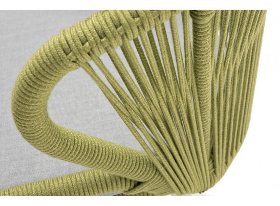 "Милан" стул плетеный из роупа, каркас алюминий светло-серый (RAL7035) муар, роуп салатовый меланж круглый, ткань светло-серая в Каменске-Уральском