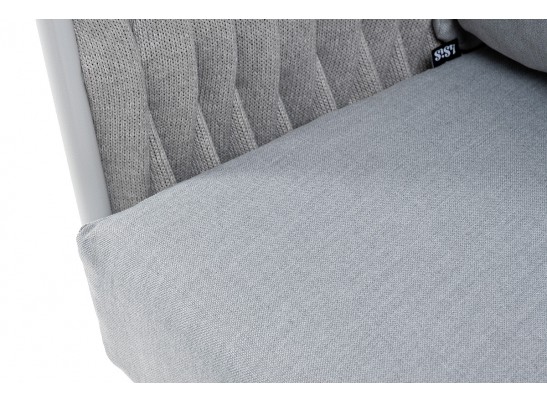 "Монако" диван 2-местный плетеный из роупа, каркас алюминий светло-серый (RAL7035) муар, роуп светло-серый 40 мм, ткань светло-серая в Каменске-Уральском