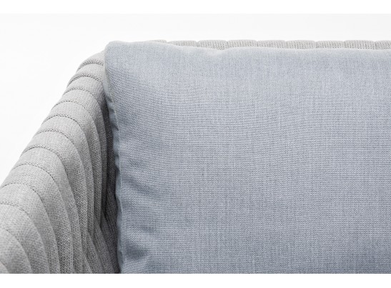 "Монако" кресло плетеное из роупа, каркас алюминий светло-серый (RAL7035) муар, роуп светло-серый 40 мм, ткань светло-серая в Каменске-Уральском