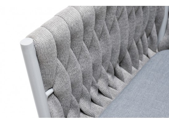 "Монако" стул плетеный из роупа, каркас алюминий светло-серый, роуп светло-серый, ткань светло-серая в Каменске-Уральском