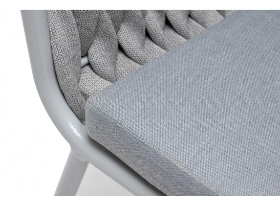 "Монако" стул плетеный из роупа, каркас алюминий светло-серый, роуп светло-серый, ткань светло-серая в Каменске-Уральском