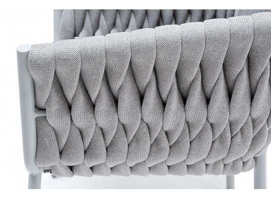 "Монако" стул плетеный из роупа, каркас алюминий светло-серый, роуп светло-серый, ткань светло-серая в Каменске-Уральском