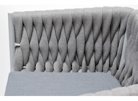 "Монако" стул плетеный из роупа, каркас алюминий светло-серый (RAL7035) муар, роуп светло-серый 40 мм, ткань светло-серая в Каменске-Уральском