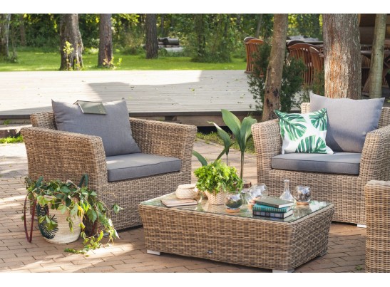 "Капучино" журнальный столик из искусственного ротанга, цвет соломенный в Каменске-Уральском