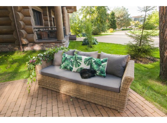 "Капучино" диван из искусственного ротанга трехместный, цвет соломенный в Каменске-Уральском