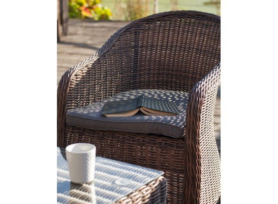 "Равенна" плетеное кресло из искусственного ротанга, цвет коричневый с темно-серой подушкой в Каменске-Уральском