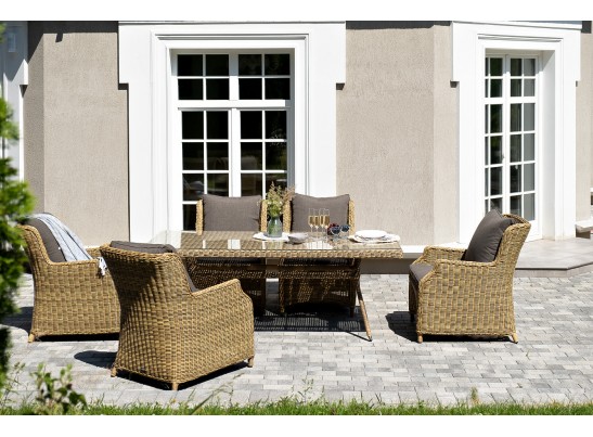 "Неаполь" обеденная группа плетеная из искусственного ротанга, цвет соломенный в Каменске-Уральском