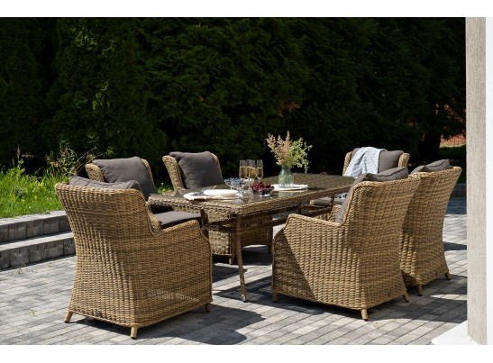 "Неаполь" обеденная группа плетеная из искусственного ротанга, цвет соломенный в Каменске-Уральском