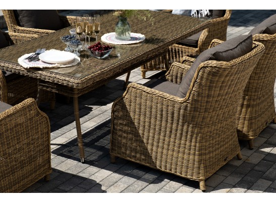 "Неаполь" обеденная группа плетеная из искусственного ротанга, цвет соломенный в Каменске-Уральском
