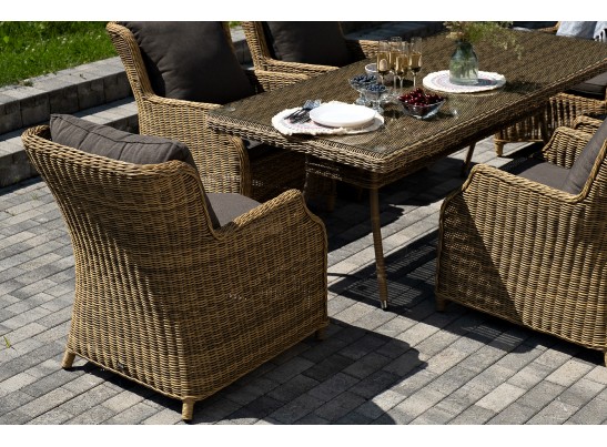 "Неаполь" обеденная группа плетеная из искусственного ротанга, цвет соломенный в Каменске-Уральском