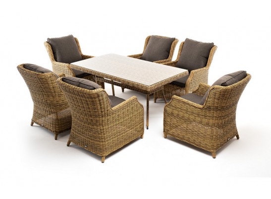 "Неаполь" обеденная группа плетеная из искусственного ротанга, цвет соломенный в Каменске-Уральском