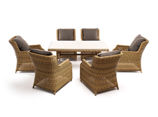 "Неаполь" обеденная группа плетеная из искусственного ротанга, цвет соломенный в Каменске-Уральском