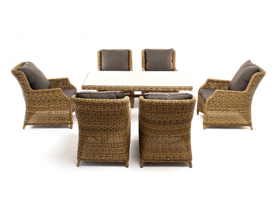 "Неаполь" обеденная группа плетеная из искусственного ротанга, цвет соломенный в Каменске-Уральском