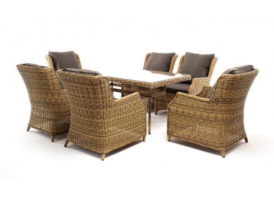 "Неаполь" обеденная группа плетеная из искусственного ротанга, цвет соломенный в Каменске-Уральском