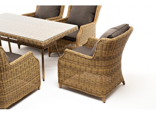 "Неаполь" обеденная группа плетеная из искусственного ротанга, цвет соломенный в Каменске-Уральском