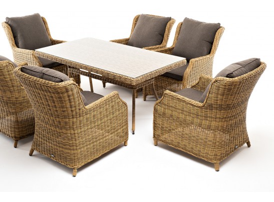 "Неаполь" обеденная группа плетеная из искусственного ротанга, цвет соломенный в Каменске-Уральском