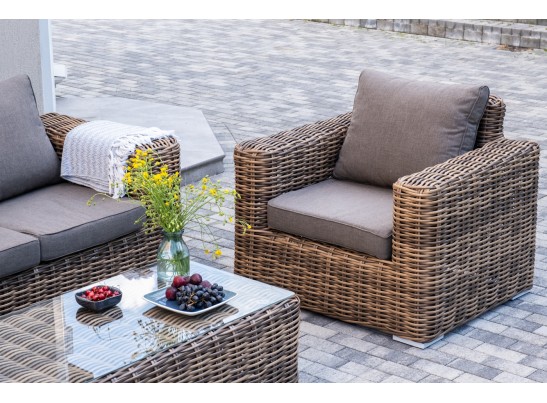 "Палермо" лаунж-зона из искусственного ротанга, цвет соломенный в Каменске-Уральском