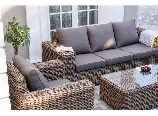 "Палермо" лаунж-зона из искусственного ротанга, цвет соломенный в Каменске-Уральском