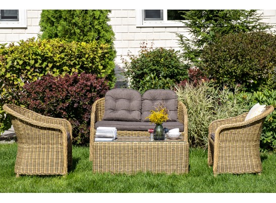 "Равенна" лаунж-зона из искусственного ротанга, цвет соломенный в Каменске-Уральском