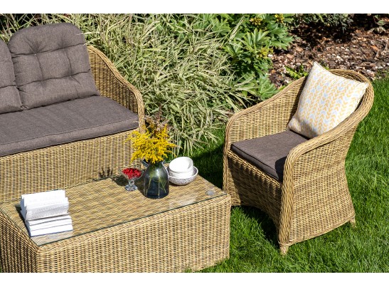 "Равенна" лаунж-зона из искусственного ротанга, цвет соломенный в Каменске-Уральском