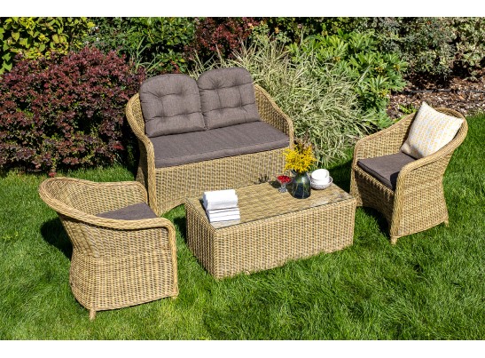 "Равенна" диван двухместный плетенный из ротанга, цвет соломенный в Каменске-Уральском