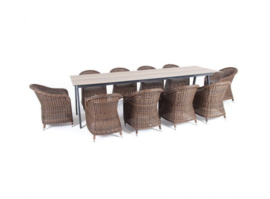 "Рио" обеденная группа на 10 персон, стол HPL "дуб", цвет коричневый в Каменске-Уральском