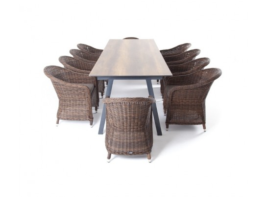 "Рио" обеденная группа на 10 персон, стол HPL "дуб", цвет коричневый в Каменске-Уральском