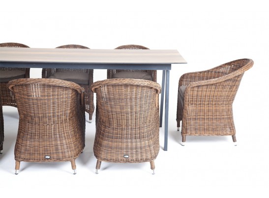 "Рио" обеденная группа на 10 персон, стол HPL "дуб", цвет коричневый в Каменске-Уральском