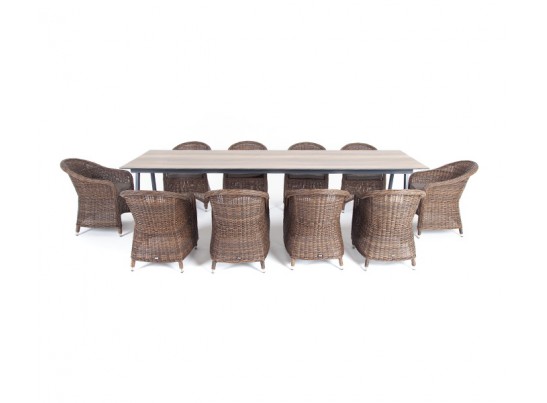 "Рио" обеденная группа на 10 персон, стол HPL "дуб", цвет коричневый в Каменске-Уральском