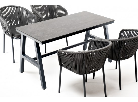 "Рио" обеденная группа на 4 персоны, стол HPL "серый гранит", цвет серый в Каменске-Уральском