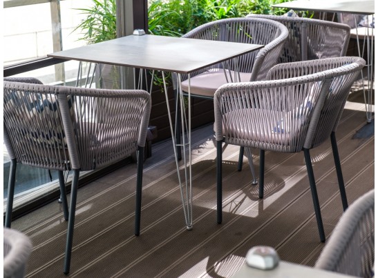 "Руссо" обеденный стол из HPL квадратный 90х90см, цвет светло-серый в Каменске-Уральском