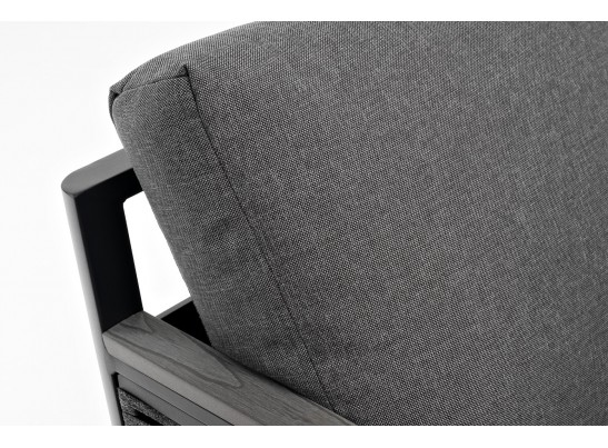 "Сан Ремо" диван 2-местный плетеный из роупа, каркас алюминий темно-серый, роуп серый, ткань серая в Каменске-Уральском