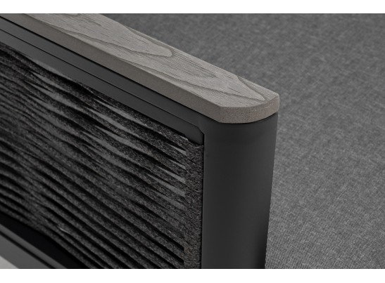 "Сан Ремо" диван 2-местный плетеный из роупа, каркас алюминий темно-серый, роуп серый, ткань серая в Каменске-Уральском