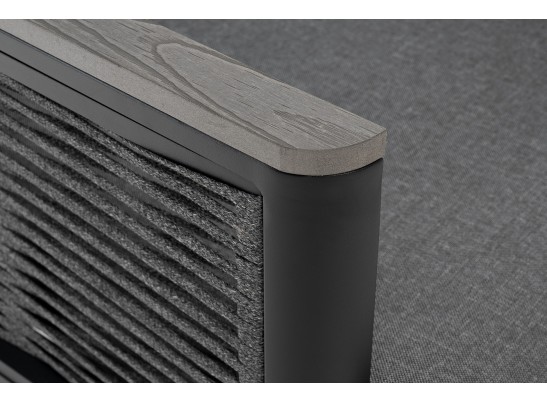 "Сан Ремо" кресло плетеное из роупа садовое, каркас алюминий темно-серый, роуп серый, ткань серая в Каменске-Уральском