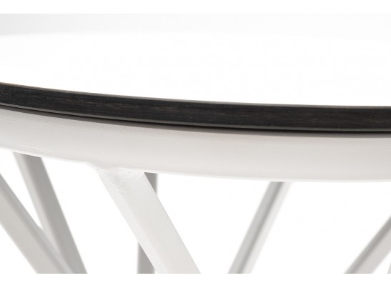 "Сантьяго" журнальный стол из HPL круглый Ø40 H55, каркас из стали белый, цвет столешницы "молочный" в Каменске-Уральском