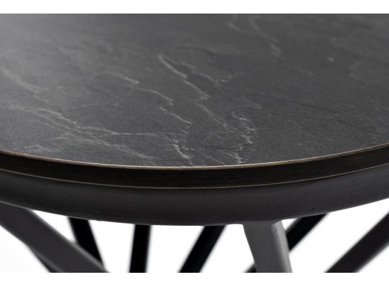 "Сантьяго" журнальный стол из HPL круглый Ø40 H55, каркас из стали темно-серый (RAL 7024), цвет столешницы "серый гранит" в Каменске-Уральском