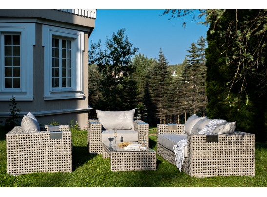 "Тито" лаунж-зона из искусственного ротанга, цвет серый в Каменске-Уральском