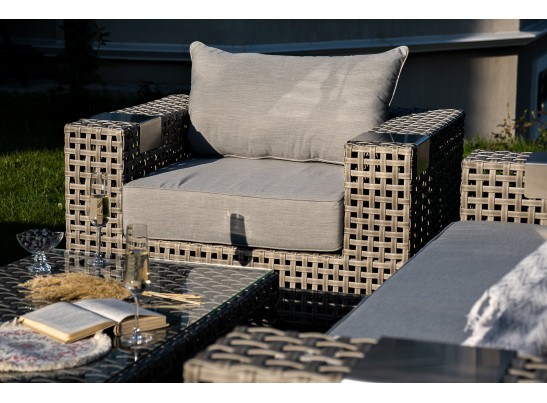 "Тито" лаунж-зона из искусственного ротанга, цвет серый в Каменске-Уральском
