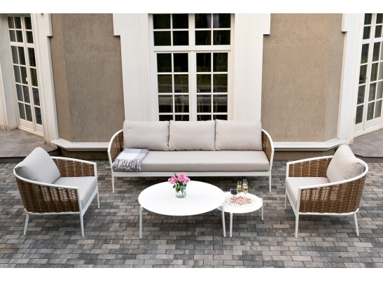 "Тоскана" лаунж-зона из искусственного ротанга, цвет соломенный в Каменске-Уральском