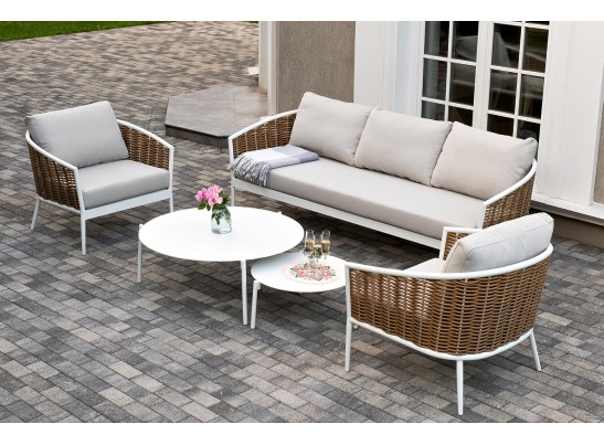 "Тоскана" лаунж-зона из искусственного ротанга, цвет соломенный в Каменске-Уральском