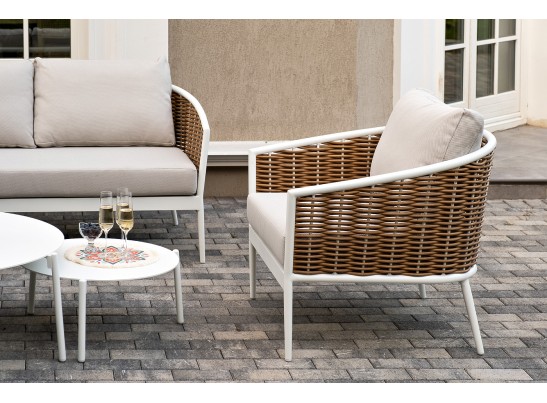 "Тоскана" лаунж-зона из искусственного ротанга, цвет соломенный в Каменске-Уральском